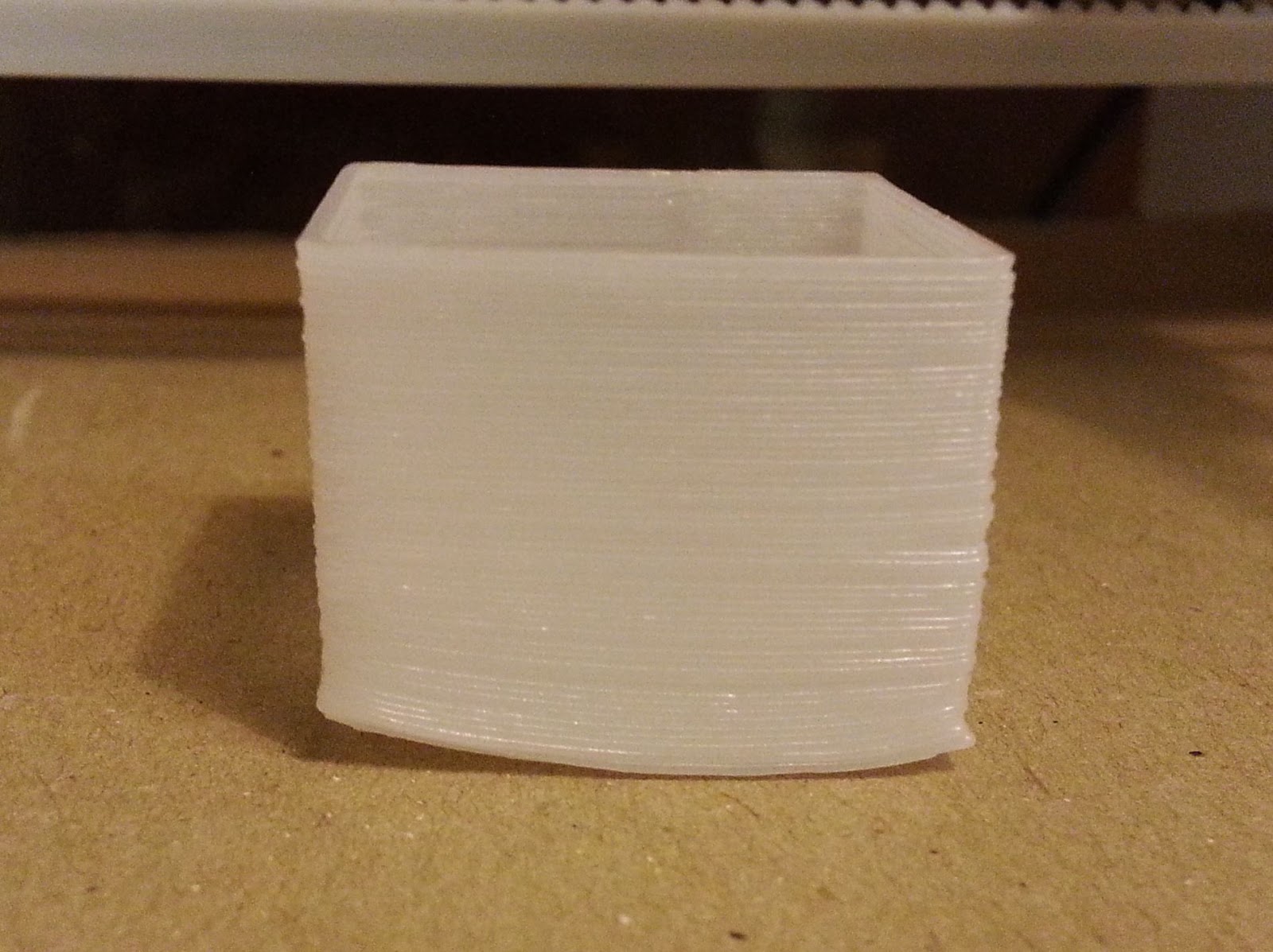 A 3D printed box that is warped